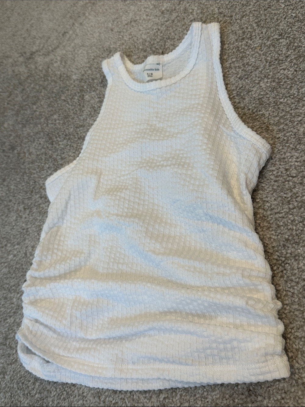 abercrombie kids White Textured Ruched side Tank Top